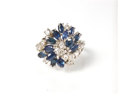 Brillant-Saphirdamenring zus. ca. 0,40 ct - Art, antiques and jewellery