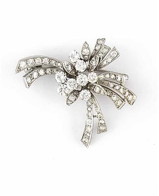 Brillant-Diamantbrosche zus. ca. 2,20 ct - Arte, antiquariato e gioielli