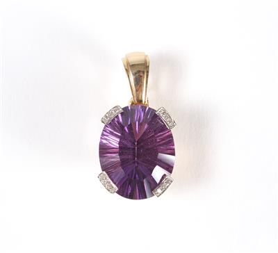 Diamant-Amethystanhänger - Art, antiques and jewellery