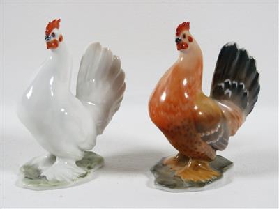Zwei Hühner, Entwurf Fritz Heidenreich, Rosenthal, Selb um 1960/65 - Kunst, Antiquitäten und Schmuck