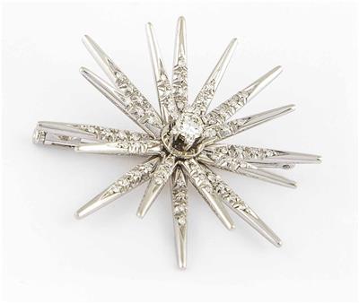 Brillant-Diamantbrosche, zus. ca. 0,90 ct - Arte, antiquariato e gioielli
