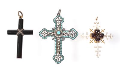 Drei verschiedene Kreuzanhänger, 19. Jahrhundert - Umění, starožitnosti a šperky