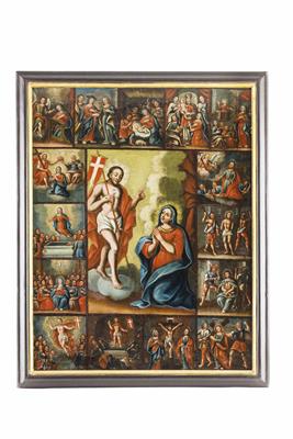 Andachtsbild - nach Art einer Biblia pauperum, Alpenländisch, 17./18. Jahrhundert - Arte, antiquariato e gioielli