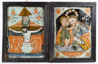 Zwei Hinterglasbilder, Böhmen 19. Jahrhundert - Jewellery, antiques and art
