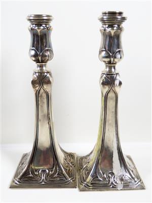 Paar Jugendstil-Kerzenleuchter, Deutsch um 1900 - Jewellery, antiques and art