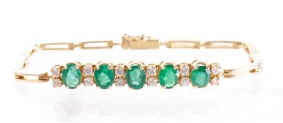 Brillant-Smaragdarmband - Jewellery, antiques and art