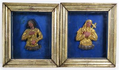 Zwei Andachts-Reliefbilder, Alpenländisch, 1. Hälfte 19. Jahrhundert - Jewellery, antiques and art