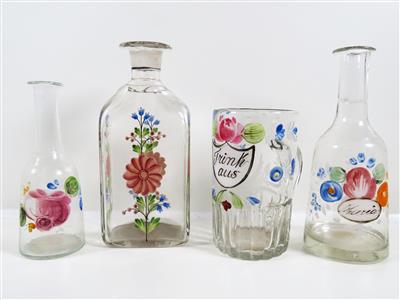 Krug, 2 Flakons, Branntweinflasche, vornehmlich 19. Jahrhundert - Schmuck, Kunst und Antiquitäten