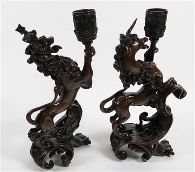 Paar Historismus-Kerzenständer, 2. Hälfte 19. Jahrhundert - Jewellery, antiques and art