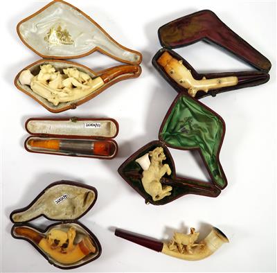 Sammlung von 5 Meerschaumpfeifen, um 1900 - Schmuck, Kunst und Antiquitäten