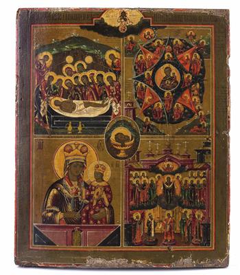 Russische Vier-Felder-Ikone, 19. Jahrhundert - Klenoty, umění a starožitnosti