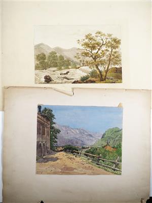 Zwei Aquarelle/Tuschzeichnungen, 19./20. Jahrhundert - Bilder und Grafiken