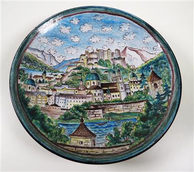 Bild-Wandteller "Salzburg", Schleiss Keramik, Gmunden 3. Viertel 20. Jahrhundert - Schmuck, Kunst und Antiquitäten