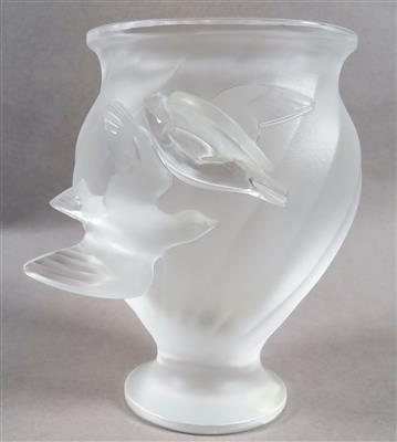 Lalique-Vase mit Vogelpaar, 2. Hälfte 20. Jahrhundert - Schmuck, Kunst und Antiquitäten