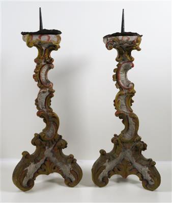 Paar kleine barocke Altarleuchter - Blender, alpenländisch um 1800 - Schmuck, Kunst und Antiquitäten