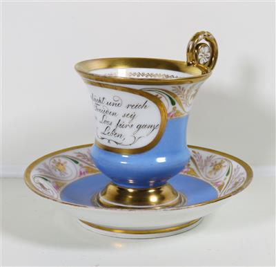 Tasse mit Untertasse, Schlaggenwald, Böhmen 1. Drittel 19. Jahrhundert - Schmuck, Kunst und Antiquitäten