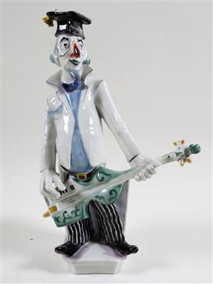 Clown mit Gitarre, Entwurf Peter Strang 1989, Ausführung Meissen 1990 - Gioielli, arte e antiquariato
