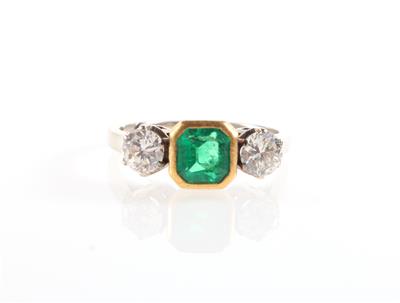 Smaragd Brillant Damenring - Schmuck, Kunst und Antiquitäten