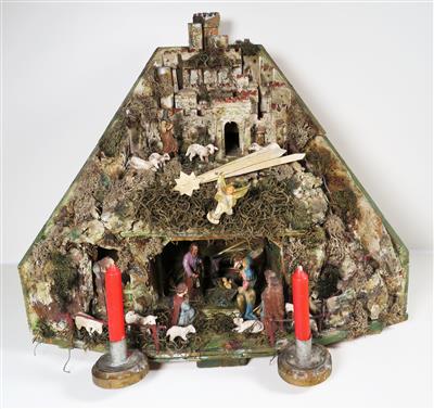 Diorama-Eckkastenkrippe, Alpenländisch, 20. Jahrhundert - Gioielli, arte e antiquariato