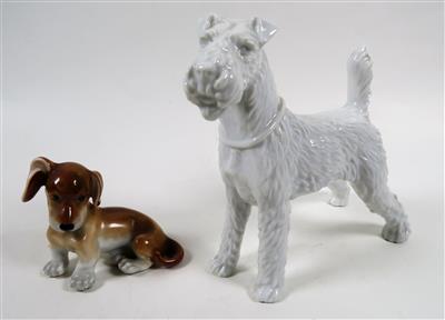 Terrier und kleiner Dackel, - Jewellery, antiques and art
