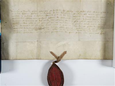 Pergament-Urkunde aus der Zeit der Hochgotik, datiert 1364 - Klenoty, umění a starožitnosti