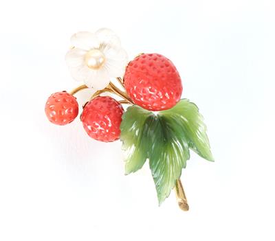 Brosche "Erdbeeren" - Schmuck, Kunst & Antiquitäten