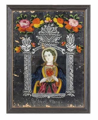 Spiegel-Hinterglasbild, Südböhmen 19. Jahrhundert - Schmuck, Kunst & Antiquitäten