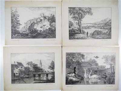 Vier Zeichnungen der Louise von Stralenheim, datiert 1856 und 1857 - Schmuck, Kunst & Antiquitäten