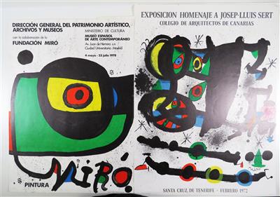 Vier Ausstellungsplakate mit Motiven von Joan Miro der Jahre 1966, 1972, 1976 und 1978 - Schmuck, Kunst & Antiquitäten