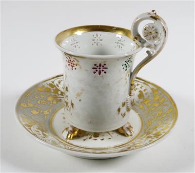 Sammeltasse mit Lithophanie und Untertasse, wohl Böhmen, 19. Jahrhundert - Schmuck, Kunst & Antiquitäten