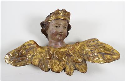 Geflügelter Engelskopf mit Diadem, wohl 18. Jahrhundert - Schmuck, Kunst & Antiquitäten