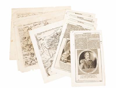 Neun barocke Druckgraphiken, Kupferstiche auf Papier: a-e) Regentenportraits: - Klenoty, umění a starožitnosti