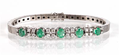 Brillant Smaragd Armband zus. ca. 0,60 ct - Schmuck, Kunst & Antiquitäten