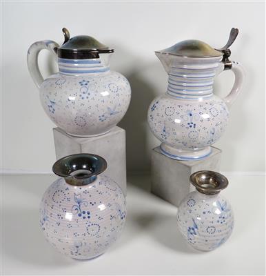 Zwei Krüge und zwei Vasen, Majolika Manufaktur Karlsruhe,1950er-Jahre - Gioielli, arte e antiquariato