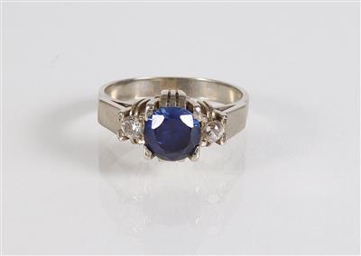 Brillant Altschliffdiamant Saphir Ring - Jewellery, antiques and art