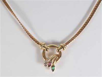 Brillant Rubin Smaragd Collier - Jewellery, antiques and art