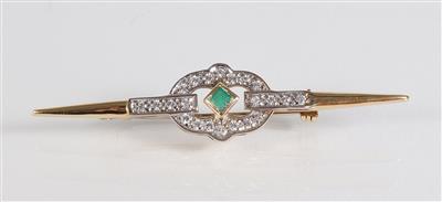 Brillant Smaragd Brosche - Jewellery, antiques and art