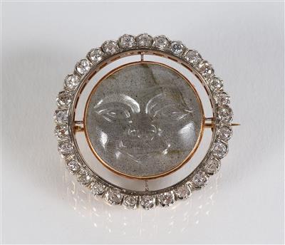 Diamant Labradorit Brosche "Mondgesicht" - Gioielli, arte e antiquariato