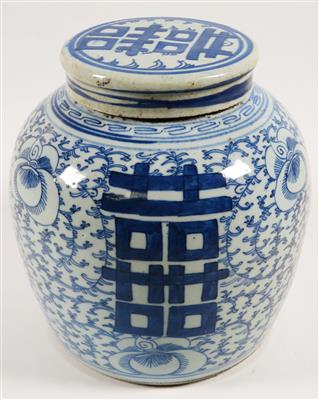 Blau-weißer Ingwertopf mit Deckel, China - Jewellery, antiques and art