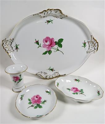 Ovale Platte, kleine ovale und runde Schale, kleine Vase, Meissen, 2. Hälfte 20. Jahrhundert - Jewellery, antiques and art