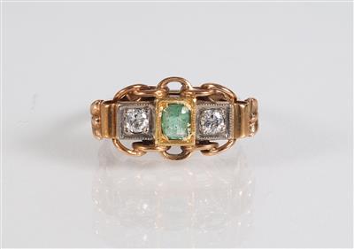 Altschliffdiamant Smaragd Ring - Schmuck, Kunst & Antiquitäten