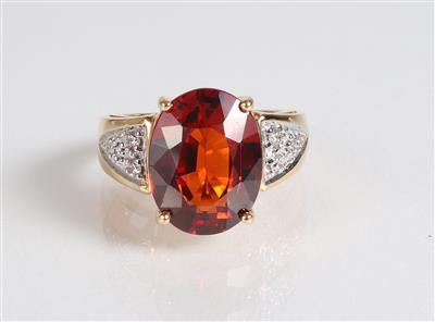 Brillant Mandarin Granat Ring - Schmuck, Kunst & Antiquitäten