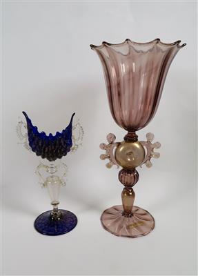 Zwei Flügelgäser, wohl Salviati, Murano, 20. Jahrhundert - Jewellery, antiques and art