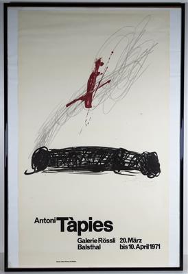 Ausstellungsplakat Antoni Tapies mit Gefälligkeitssignatur des Künstlers, 1971 - Gioielli, arte e antiquariato