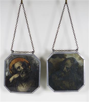 Zwei achteckige Glasbilder mit Aposteldarstellungen - Gioielli, arte e antiquariato