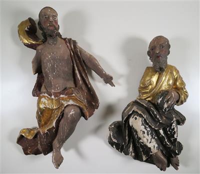 Gott Vater und Jesus Christus aus Dreifaltigkeitsgruppe, wohl Alpenländisch um 1800 - Schmuck, Kunst & Antiquitäten