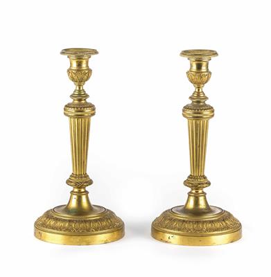 Paar klassizistische Kerzenständer, Frankreich, 1. Hälfte 19. Jahrhundert - Jewellery, antiques and art