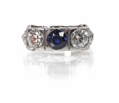 Diamant Brillant Saphirring zus. ca. 1,65 ct - Schmuck, Kunst & Antiquitäten