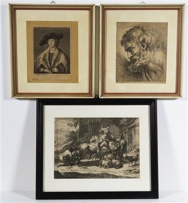 Konvolut von drei barocken Kupferstichen, 18. Jahrhundert: - Klenoty, umění a starožitnosti