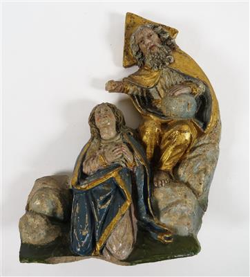 Figurengruppen-Fragment "Krönung Mariens mit Gottvater", nach einem wohl deutschen Vorbild des 17. Jahrhunderts - Schmuck, Kunst & Antiquitäten